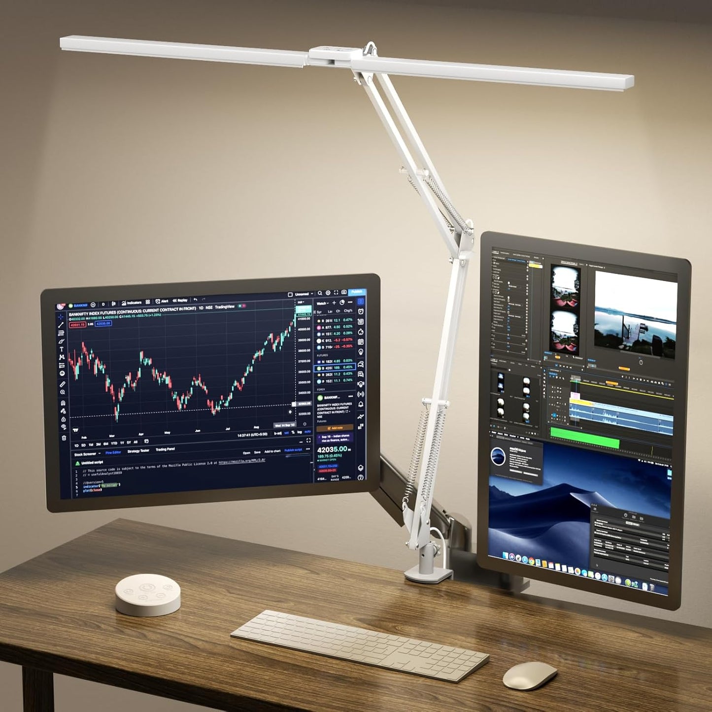SKYLEO Led Desk Lamp for Home Office - 2400LM Ultra Bright Desk Light -Eye Caring Desk Lamp with Clamp - Adjustable Office Lamp with Remote Control- Easy Installation - 24W Black