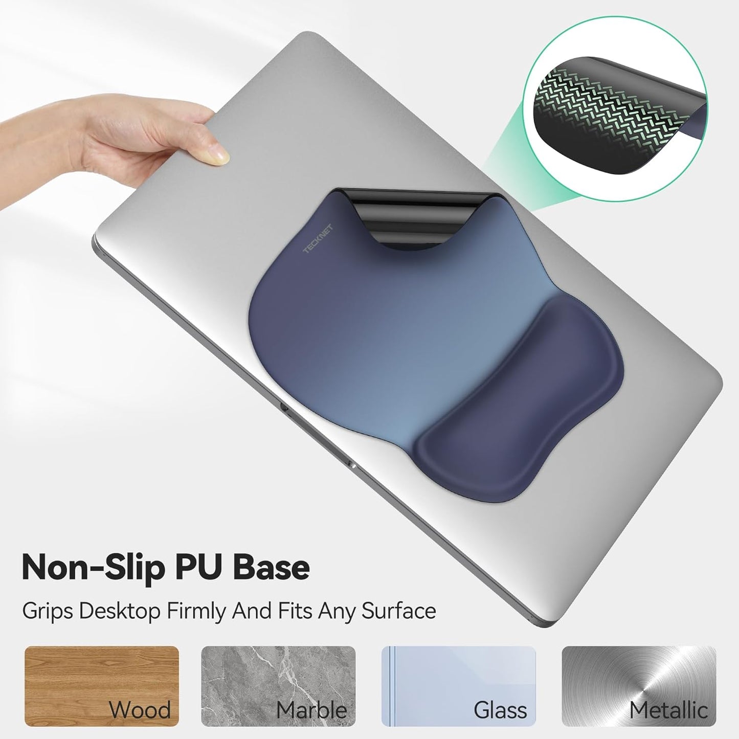 TECKNET Gel Mouse Pad with Wrist Rest, Ergonomic Office Mousepad with Wrist Support - Non-Slip & Smooth Surface Comfortable Desk Accessories Mat for Office, Gaming and Study - Gradient