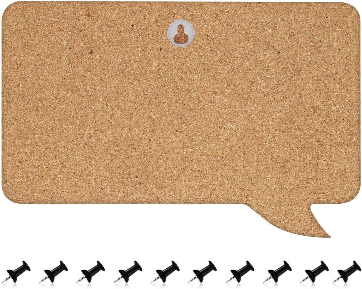 Navaris Cork Bulletin Board Set - 3X Pieces Cork Boards in Cute Decorative Speech and Thought Bubble Shapes with Push Pins for Kitchen, Home, Office