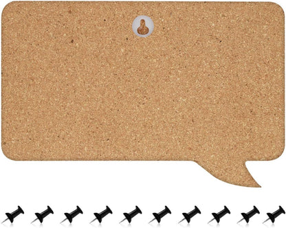 Navaris Cork Bulletin Board Set - 3X Pieces Cork Boards in Cute Decorative Speech and Thought Bubble Shapes with Push Pins for Kitchen, Home, Office