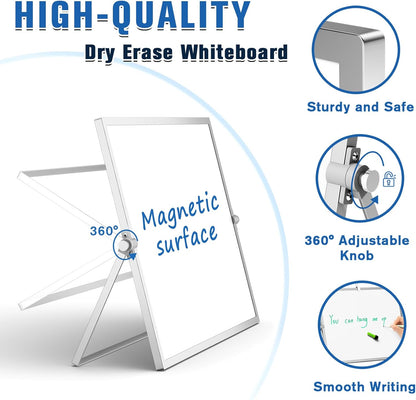 Grtard Dry Erase Magnetic White Board, 16''x12'' Double-Sided Desktop Whiteboard with Stand, Portable Small Whiteboard Set, Dry Erase Board for to-Do Lists, Planning & Office, Home