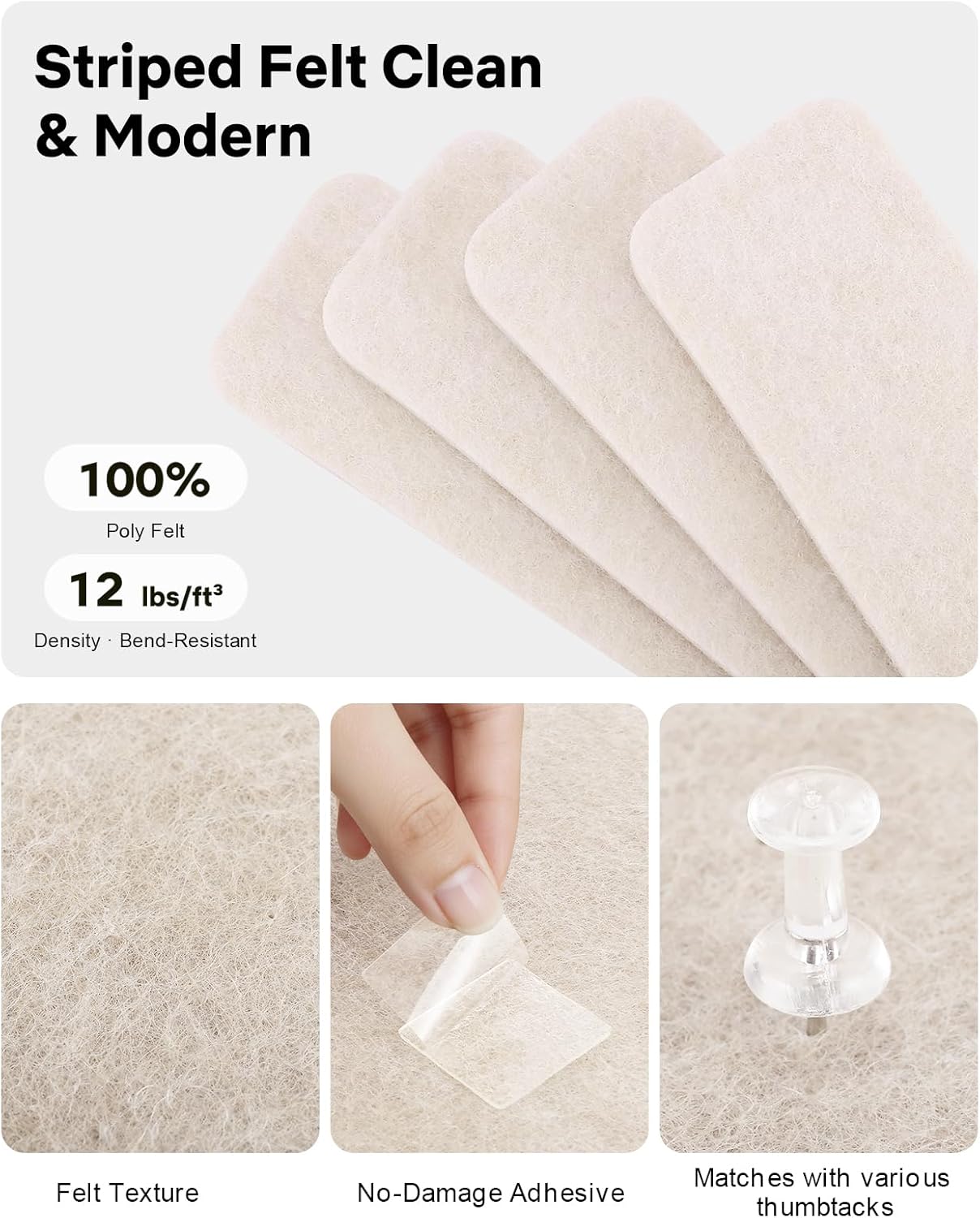 Small Cork Bulletin Board Tiles, Felt Wall Decor and Office Desk Accessories for Vision, Message Center, Picture and Prayer Board, Dorm, Room, Home Office Essentials and Organization(Linen Dusk)