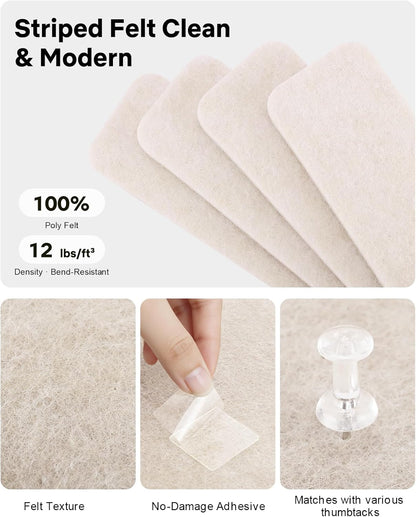 Small Cork Bulletin Board Tiles, Felt Wall Decor and Office Desk Accessories for Vision, Message Center, Picture and Prayer Board, Dorm, Room, Home Office Essentials and Organization(Linen Dusk)