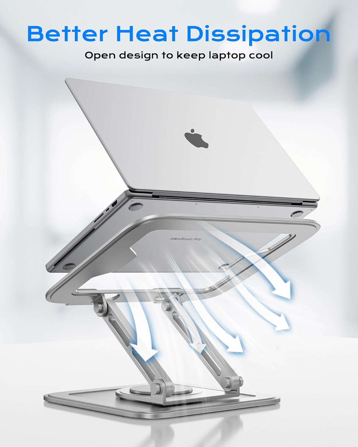 LOXP Adjustable Laptop Stand, Computer Stand with 360 Rotating Base, Ergonomic Laptop Riser Mount for Desk Foldable Protable Computer Desk Fits with MacBook Pro Air (10-16") - Pink