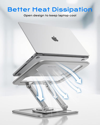 LOXP Adjustable Laptop Stand, Computer Stand with 360 Rotating Base, Ergonomic Laptop Riser Mount for Desk Foldable Protable Computer Desk Fits with MacBook Pro Air (10-16") - Pink