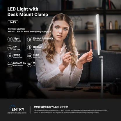 NEEWER Entry Level Version 32" LED Light with Clamp for Desk Home Office Dorm Designer Drafting, 20W Dual Computer Monitor Architect Lamp Bar, Flexible Overhead 2200lux/Remote/5 Modes CRI80+, N21