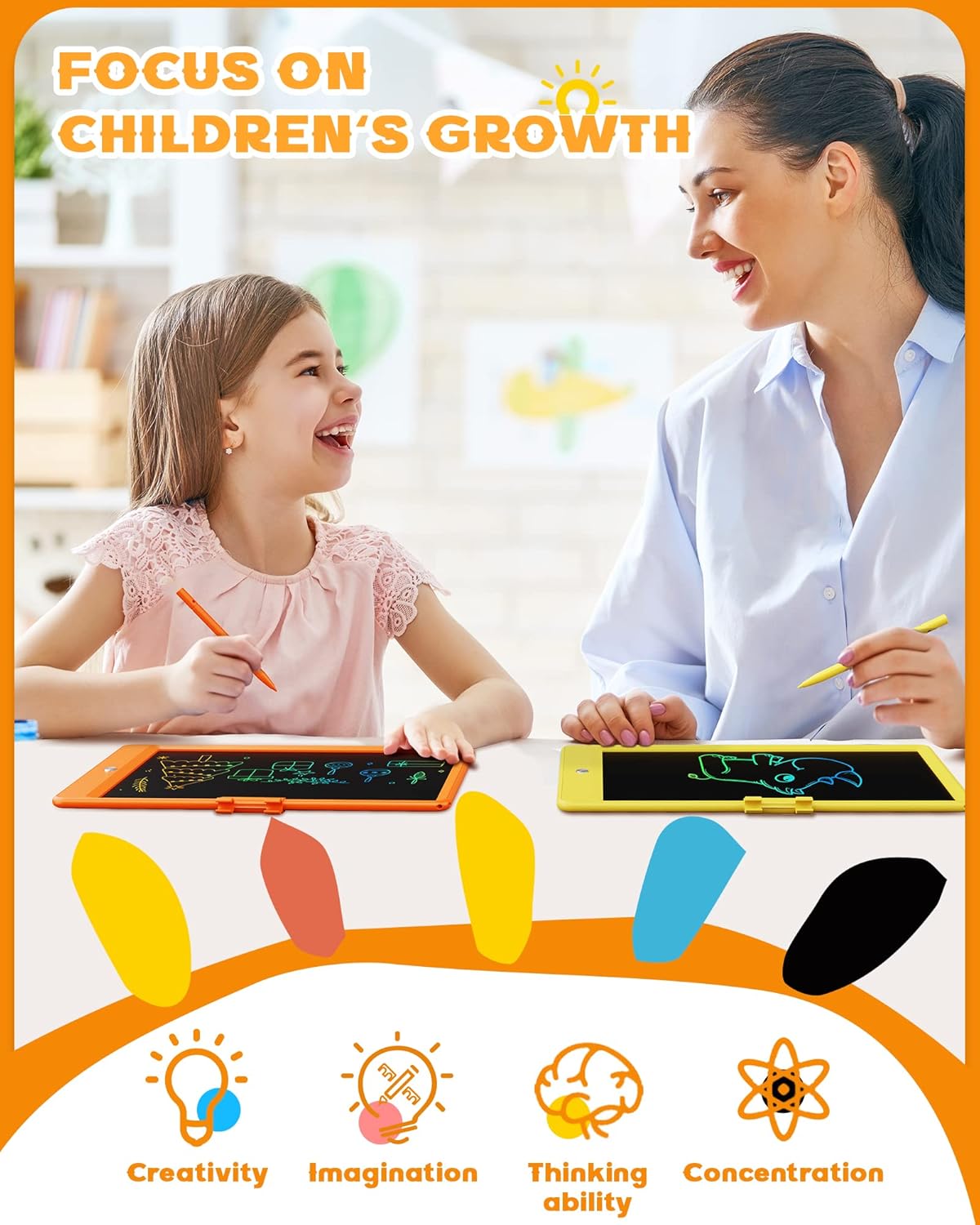 Bravokids 12 Inch LCD Writing Tablet for 3 Year Olds - Electronic Drawing Pad and Doodle Board as Educational Birthday Gifts for Girls and Boys (Pink)
