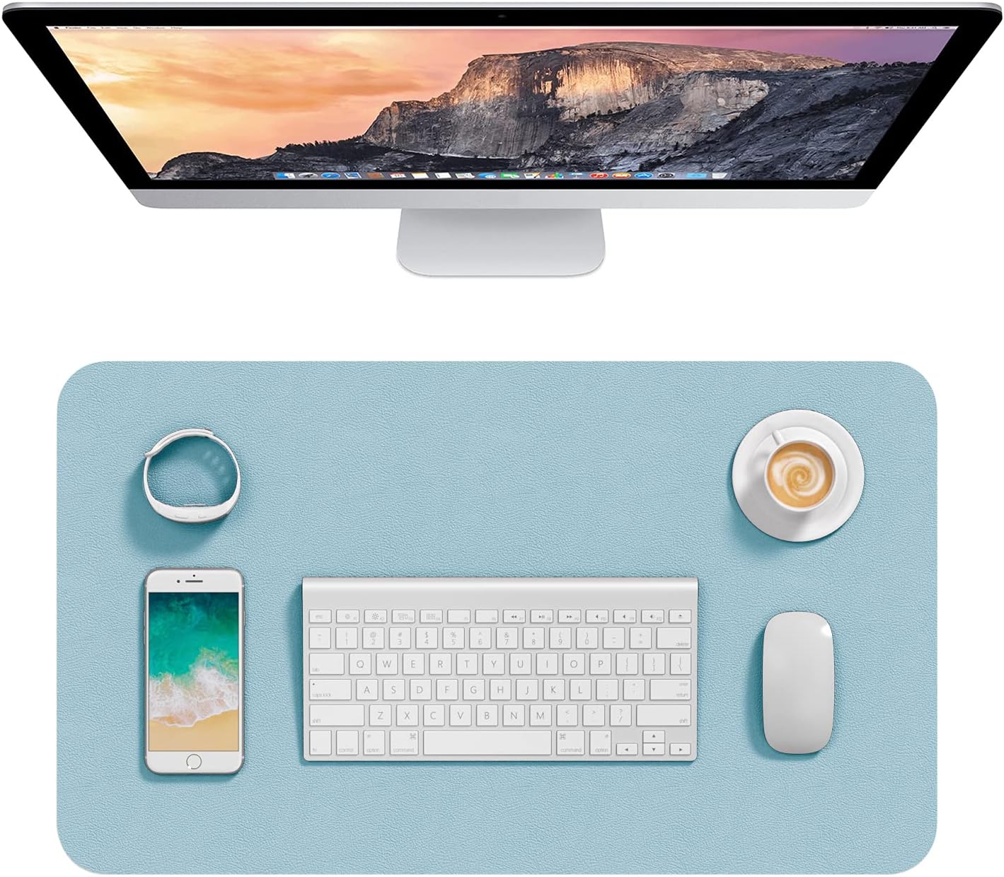 Hsurbtra Desk Pad, 23.6" x 13.8" PU Leather Desk Mat, M Extended Mouse Pad, Waterproof Desktop Blotter Protector, Non-Slip Ultra Thin Small Laptop Keyboard Writing Mat for Office Home, Pink