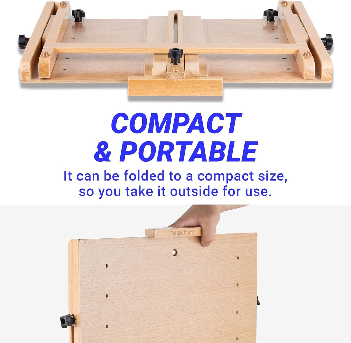 Falling in Art Beechwood Tabletop Easel, Wooden Drawing Board Easel, Adjustable Desktop Easel for Artists and Beginners, Suitable for Painting and Displaying Artwork