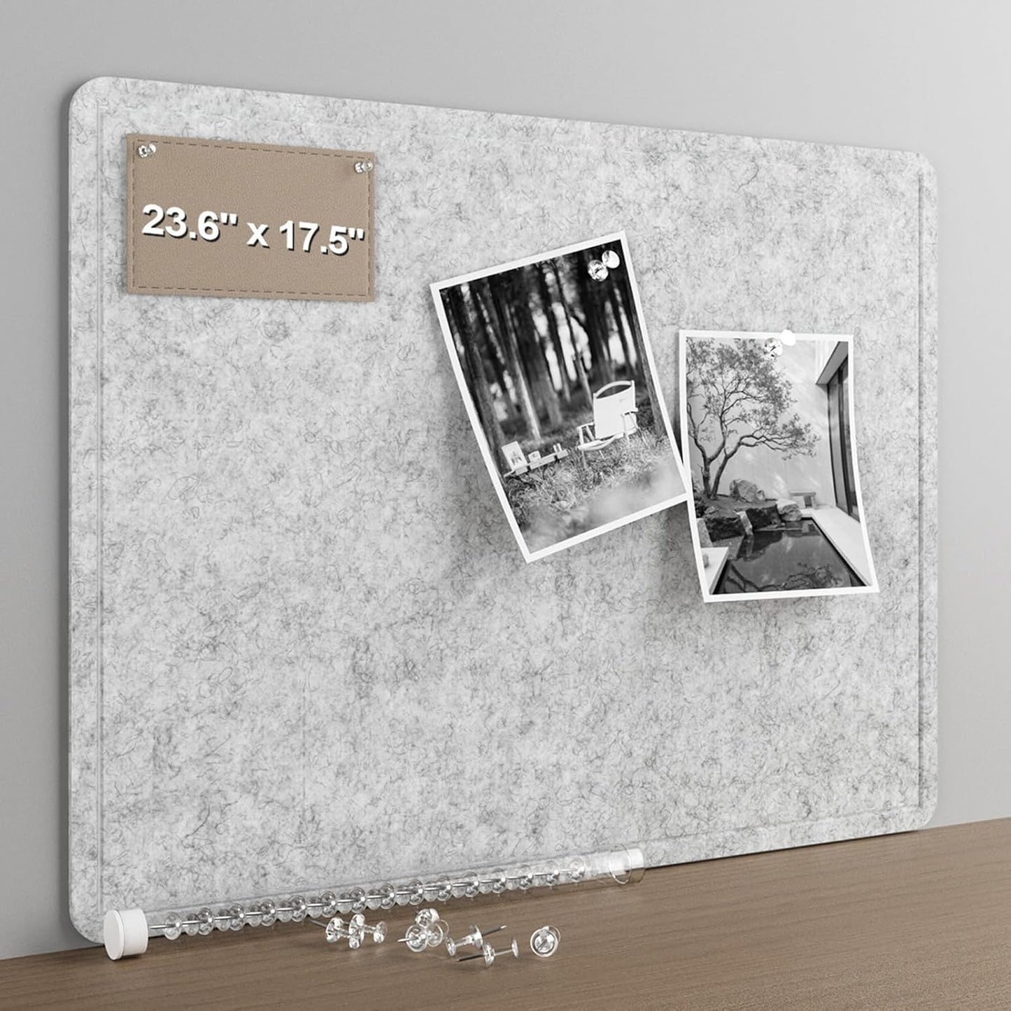Large Felt Bulletin Board for Wall, 24"x18" Frameless Picture Board, Soft Felt Cork Board for Office, Home Planning & Office Wall Decor, Easy Install Pin Board
