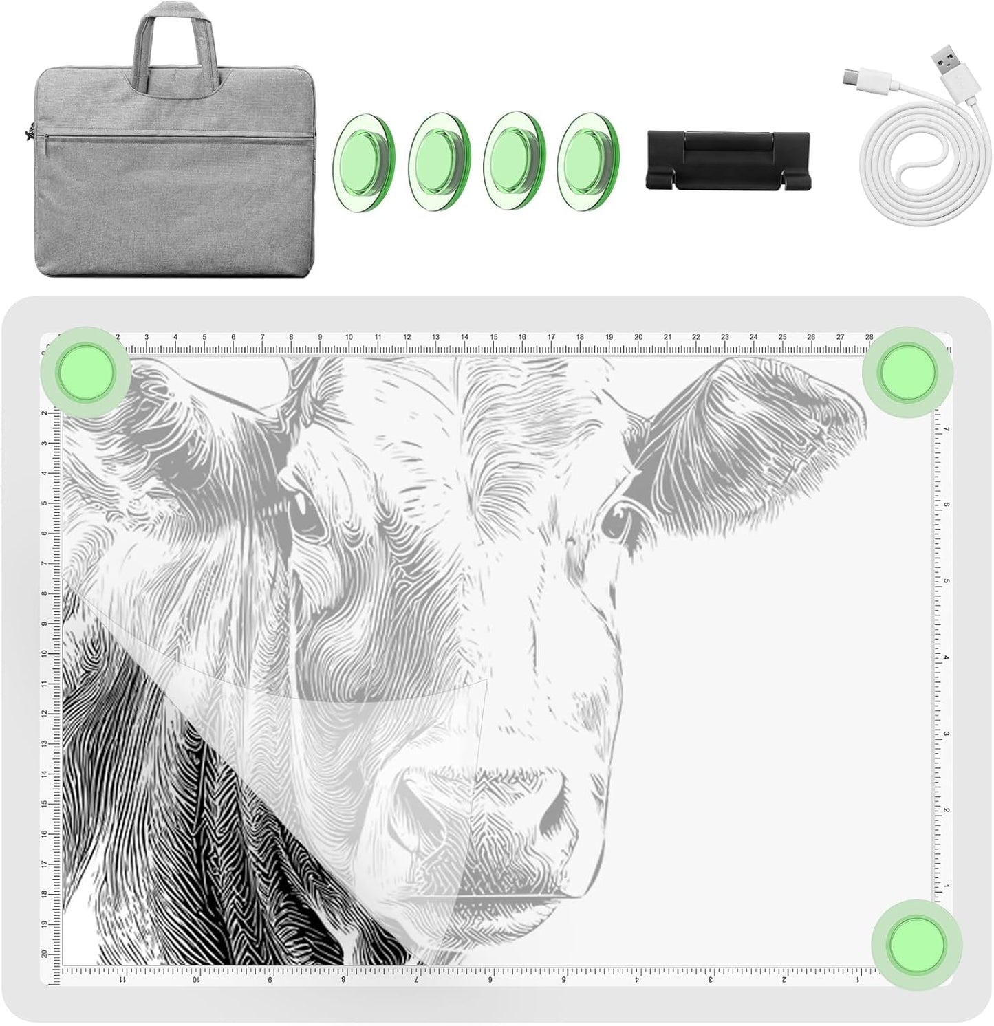 YINGWOND Rechargeable A4 Light Box for Tracing,Ultra-Thin 9000LUX Super Bright Wireless Light Pad with Adjustable Brightness Color,13.9x10 in Light Board for Diamond Painting Drawing Sketching