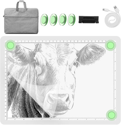 YINGWOND Rechargeable A4 Light Box for Tracing,Ultra-Thin 9000LUX Super Bright Wireless Light Pad with Adjustable Brightness Color,13.9x10 in Light Board for Diamond Painting Drawing Sketching
