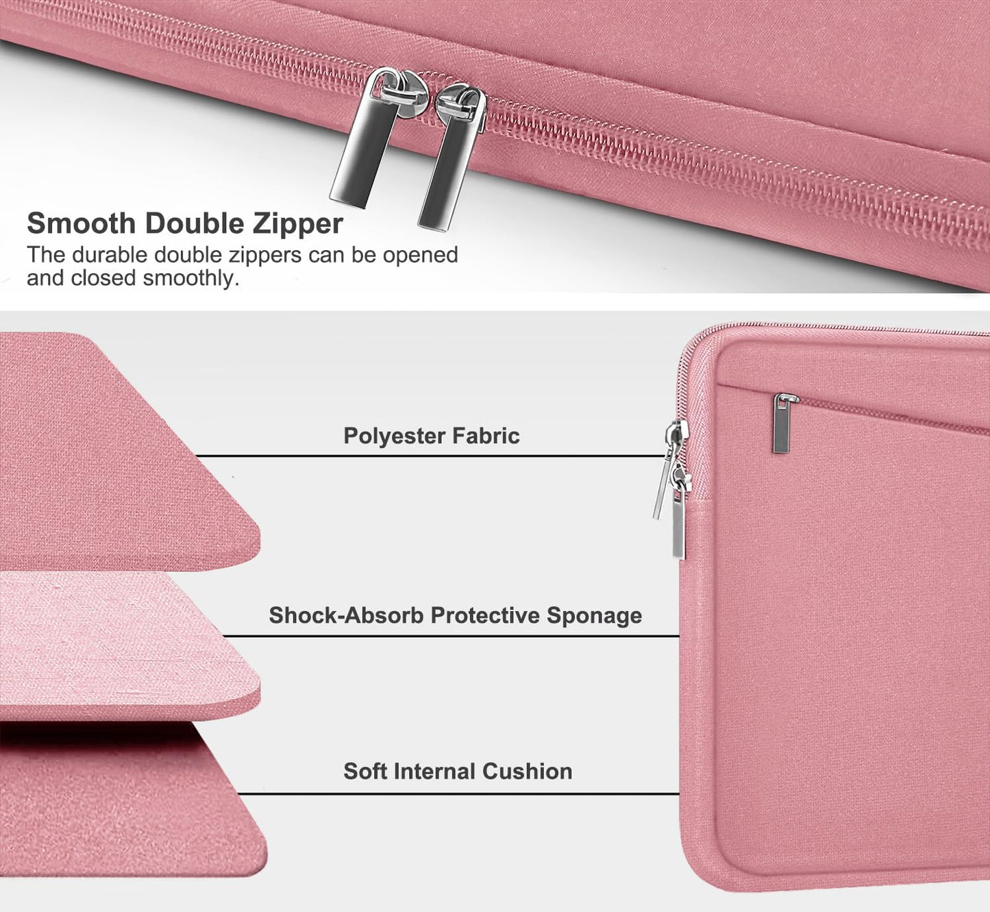 Laptop Sleeve 15.6 inch, Durable Computer Carrying Bag Protective Case Briefcase Handbag with Front Pocket, Slim Laptop Cover for 15-16 Inch HP, Dell, Lenovo, Asus, Notebook, Black
