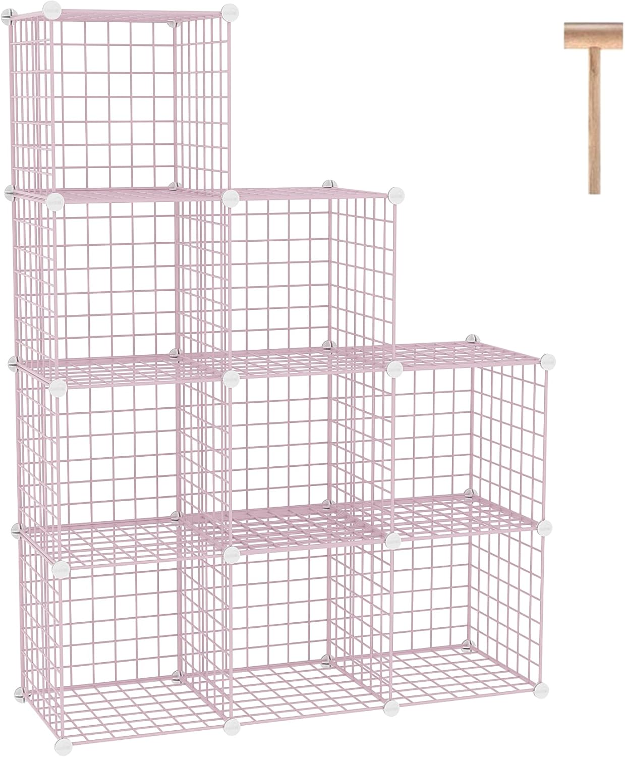 C&AHOME Wire Cube Storage, 6 - Cube Organizer Metal C Grids, Modular Shelves Units, Storage Bins Shelving, Closet Organizer, Ideal for Home, Office, Living Room, 36.6”L x 12.4”W x 36.6”H Black