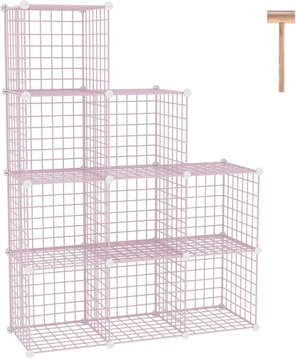 C&AHOME Wire Cube Storage, 6 - Cube Organizer Metal C Grids, Modular Shelves Units, Storage Bins Shelving, Closet Organizer, Ideal for Home, Office, Living Room, 36.6”L x 12.4”W x 36.6”H Black