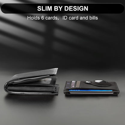 Slim Minimalist Front Pocket Air Tag Wallet, RFID Blocking Card Holder Wallet with Airtag Holder