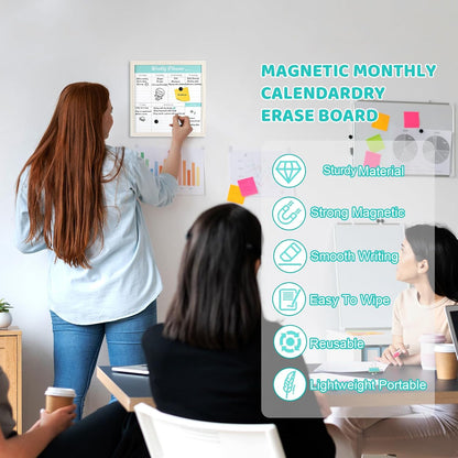 Schliersee Weekly Work Planner Calendar Dry Erase Whiteboard for Wall, 13x13 inch Magnetic Dry Erase Board, Hanging White Board, Portable Marker Board for Home, Kitchen, Memo, Office, Home, School