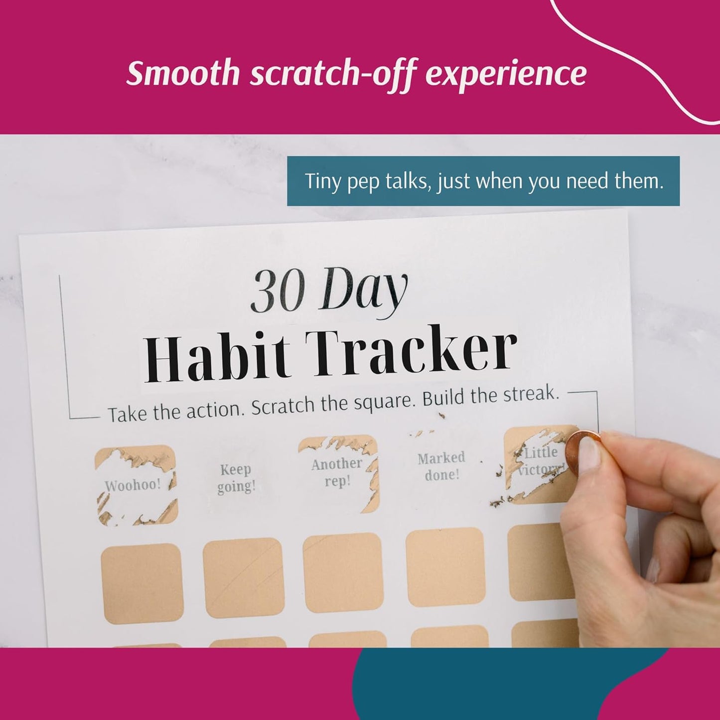 Daily Habit Tracker for Women – 30-Day Goal & Productivity Chart with Scratch-Off Motivation (8.3" x 11.7") | The Streak Keeper with Encouraging Prompts & Bonus Habit Guide
