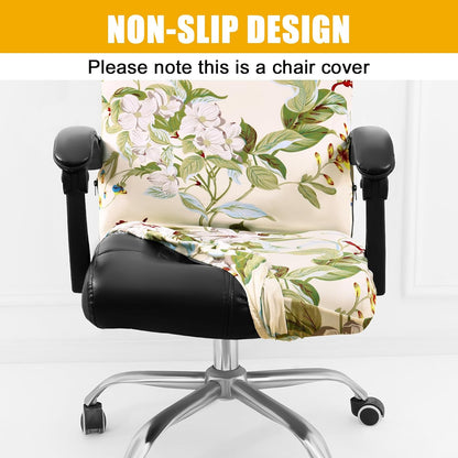 Smiry Stretch Printed Office Chair Armrest Covers, 2 Pcs Soft Fit Removable Washable Computer Desk Chair Arm Covers Protector, Black