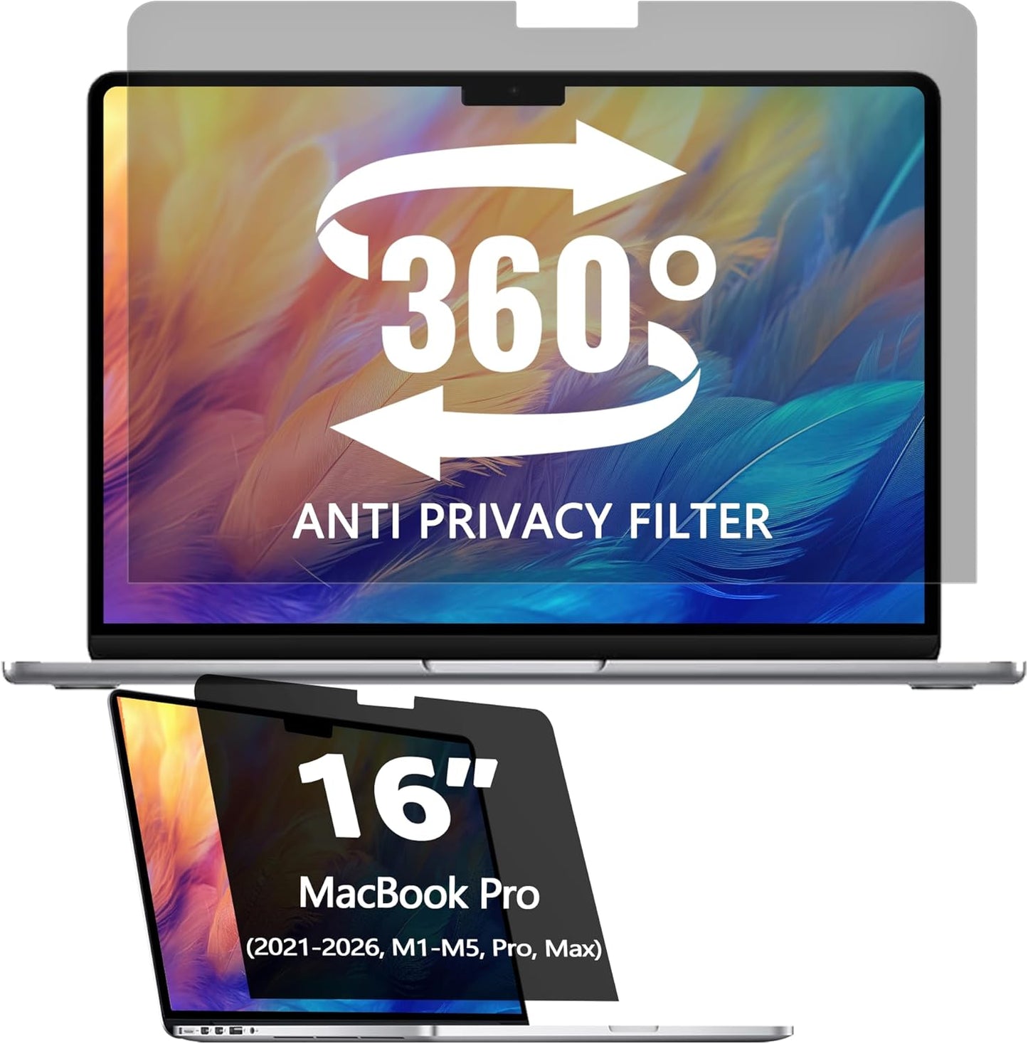 2 Pack Magnetic Hanging Computer Privacy Screen 24 Inch for 16:9 Widescreen Monitor, Removable Privacy Screen Anti Glare Blue Light Computer Screen Privacy Shield, Anti-Scratch 24in Protector Film