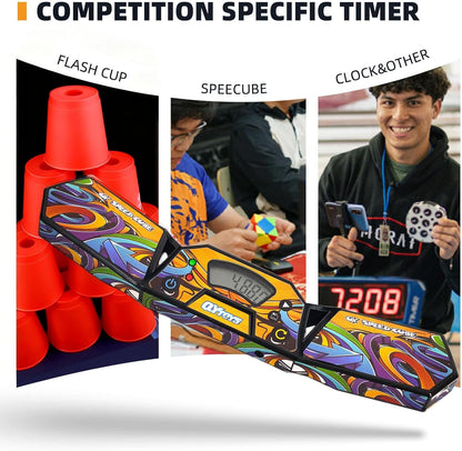 Professional Speed Cube Timer,Touch Control Timer with Display,Cube Race Stack Competition a Great Gift for Boys and Girls (Vermilion Bird)