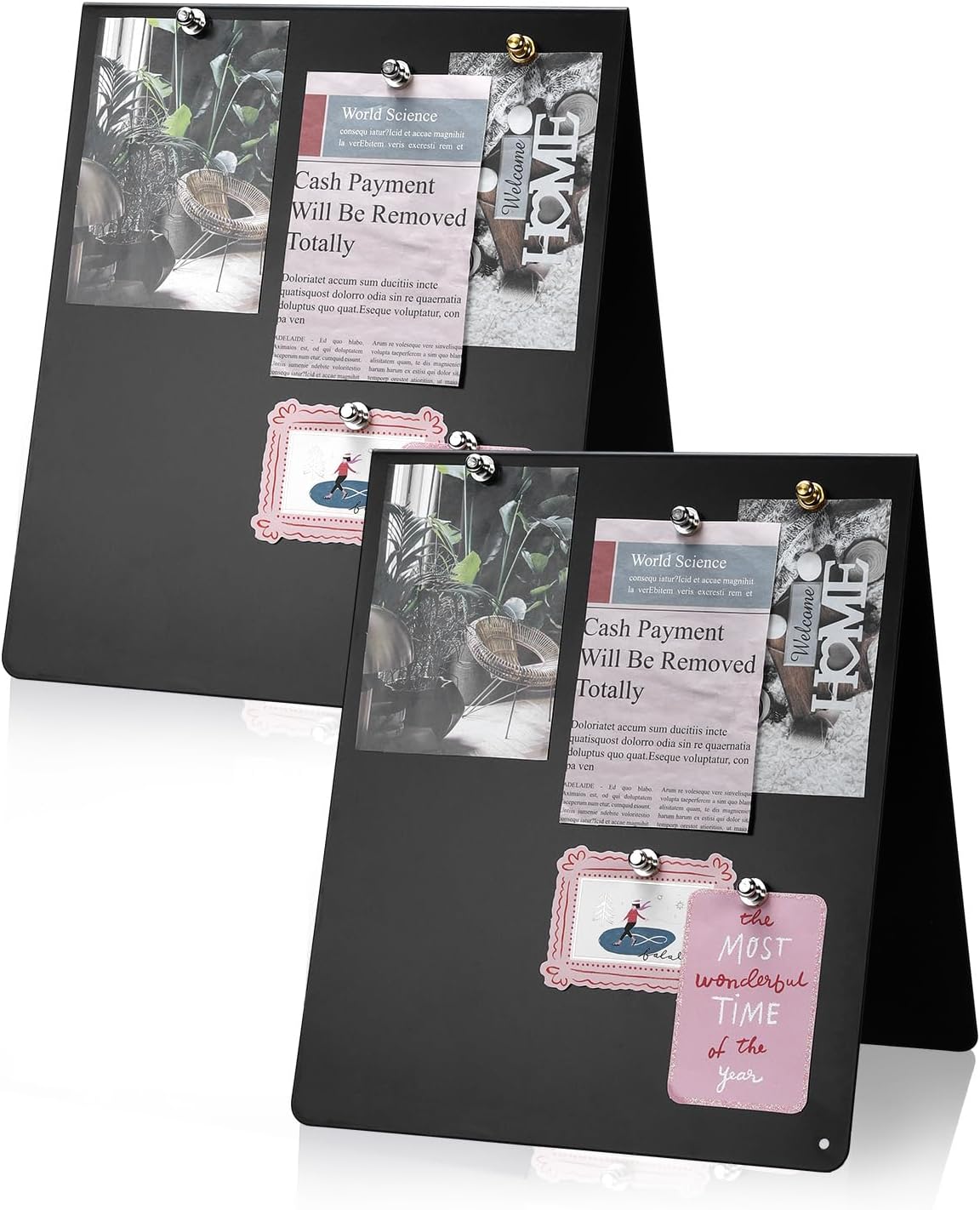 UCEC Metal Magnet Board, Magnetic Bulletin Board, Magnetic Display Board with Stand, Double-Sided V-Shaped Memo Board Easel for Magnet, 11.8"x10" Black Desktop Tabletop Display for Home Office Kitchen