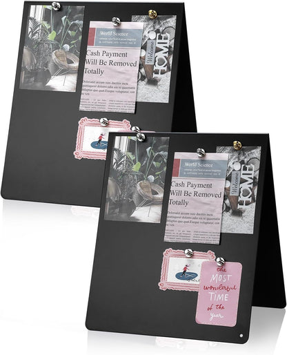 UCEC Metal Magnet Board, Magnetic Bulletin Board, Magnetic Display Board with Stand, Double-Sided V-Shaped Memo Board Easel for Magnet, 11.8"x10" Black Desktop Tabletop Display for Home Office Kitchen