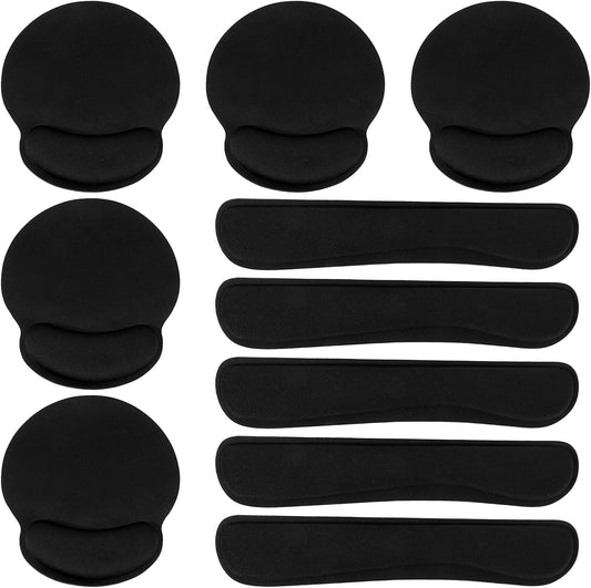 10 Pcs Ergonomic Keyboard Wrist Pad Set with Mouse Pad and Keyboard Wrist Rest, Memory Foam Comfort Support for Typing Gaming Office Laptop Computer (Black)
