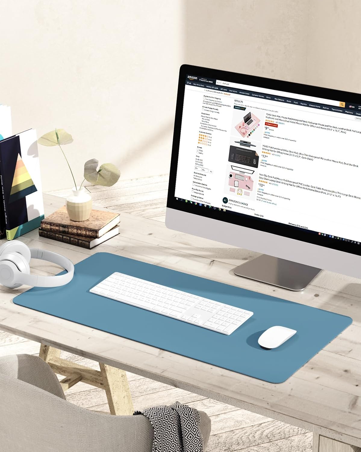 YSAGi Non-Slip Leather Desk Pad, Waterproof Laptop Computer Desk Keyboard Mat, Table Protector Blotter Mat, Large Mouse Pad for Office/Work/Home/Decor(Black, 31.5" x 15.7")