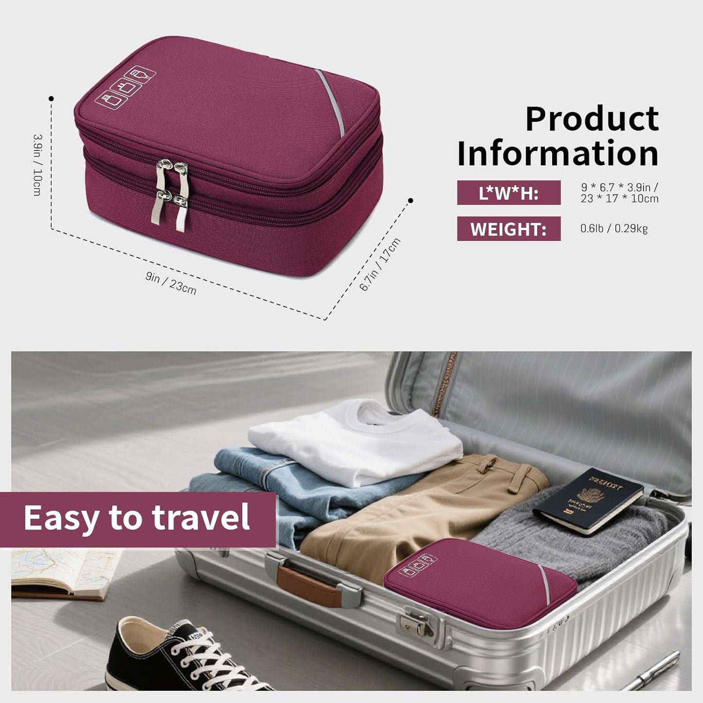 Lanola Travel Cable Organizer Bag, Electronic Accessories Case Portable Double Layer Cable Storage Bag for Cord,phone,Charger, Flash Drive, Phone, SD Card,Personal Items - (Purple)