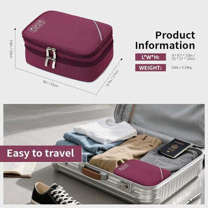 Lanola Travel Cable Organizer Bag, Electronic Accessories Case Portable Double Layer Cable Storage Bag for Cord,phone,Charger, Flash Drive, Phone, SD Card,Personal Items - (Purple)
