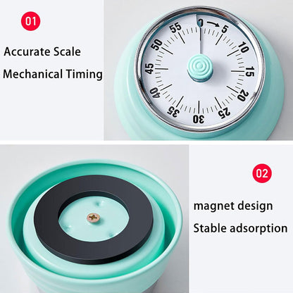 Elegant Stainless Steel Vintage Kitchen Timer with Magnetic Attachment - 60-Minute Countdown & Audible Alarm, Perfect for Cooking, Office Tasks, and Study Sessions (01-red)