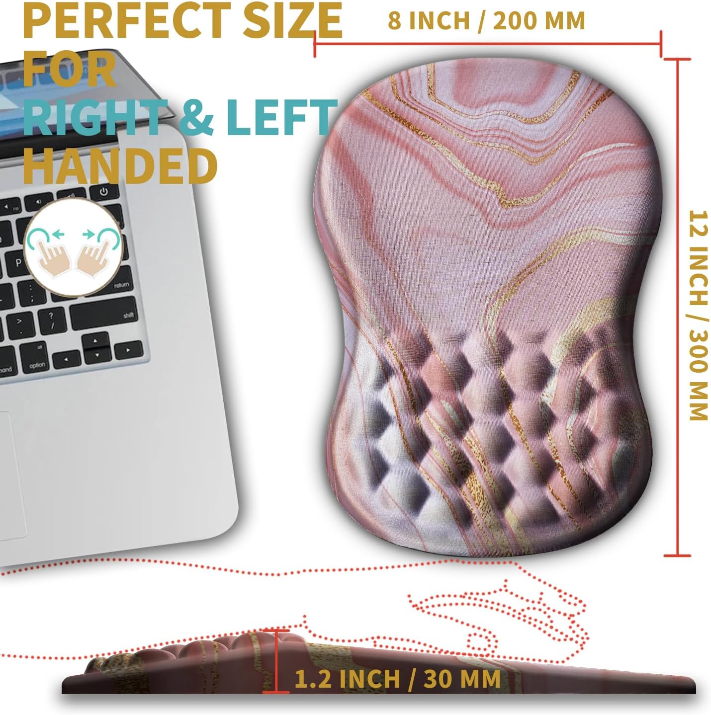 Hokafenle Ergonomic Mouse Pad Wrist Support with Massage Design, Wrist Rest Pain Relief Mousepad with Memory Foam&Non-Slip PU Base, Mouse Pads for Wireless Mouse & Desk (12x8 inch,Black)
