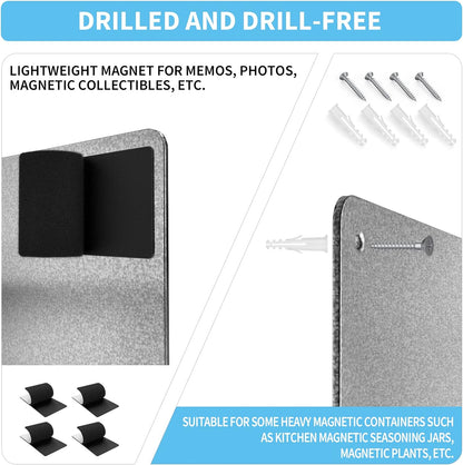 2Pack Magnetic Board,17.1" x 11.8" Magnet Display,for Magnets and Bulletin Board,Suitable for Wall, Refrigerator, Compartment, Cabinet etc,Comes with Dual Lock Tape for Easy Hanging (Silver)