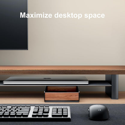 UPERGO Walnut Desk Tray with Pen Holder Set, Natural Wooden Desk Drawer Organizer Office, Organizer Tray for Keys, Pen, Watch
