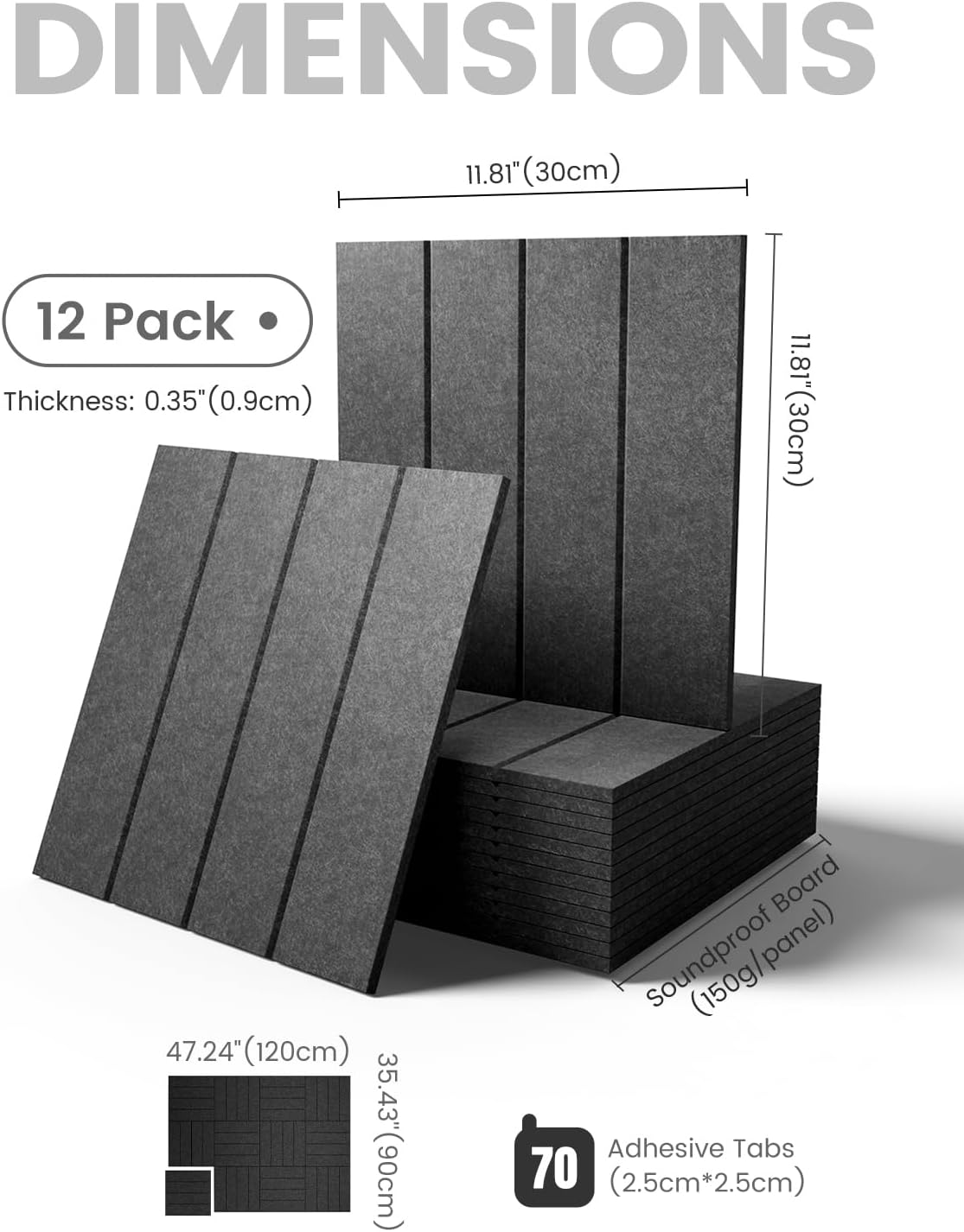 Fluxynara Large Felt Bulletin Board 48" x 36" Cork Board Alternative-12 Pack with 70 Safe Removable Adhesive Tabs, Cork Boards for Walls Cork Board for Home Office Classroom Pin Board (Oatmeal)