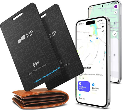 2026 Mobile Pixels Wallet Tracker Card, Works with (iOS and Android), Ultra Slim Rechargeable Bluetooth Tracker, Tracker Key Finder, Portable Item Locator for Wallet, Bags, Luggage (1- Pack)