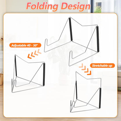 Book Stand for Reading - Fold-n-Stow Portable Book Stand, Metal Music Books Easel Display Holder for Display Pictures Photo Frames Books Decorative Plates Plaque Menu