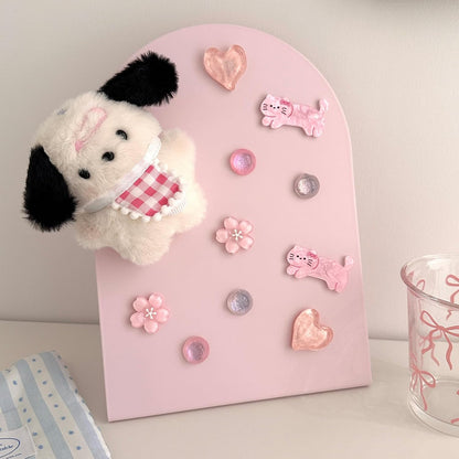 Pink Magnetic Board for Desk, 2 Pack 11×8 Inch Arch Metal Magnet Board with Stand, Memo & Photo Display, 10 Magnets Included, Desk Decor for Girls, Office & Dorm
