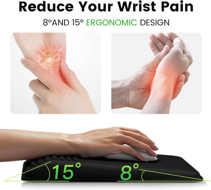 MEKASS Ergonomic Mouse Pad with Wrist Rest, Mouse Pad with Wrist Support for Pain Relief, Memory Foam Mousepad with Massage Design, Non-Slip PU Base for Office, Home, Desk (Classic Black)