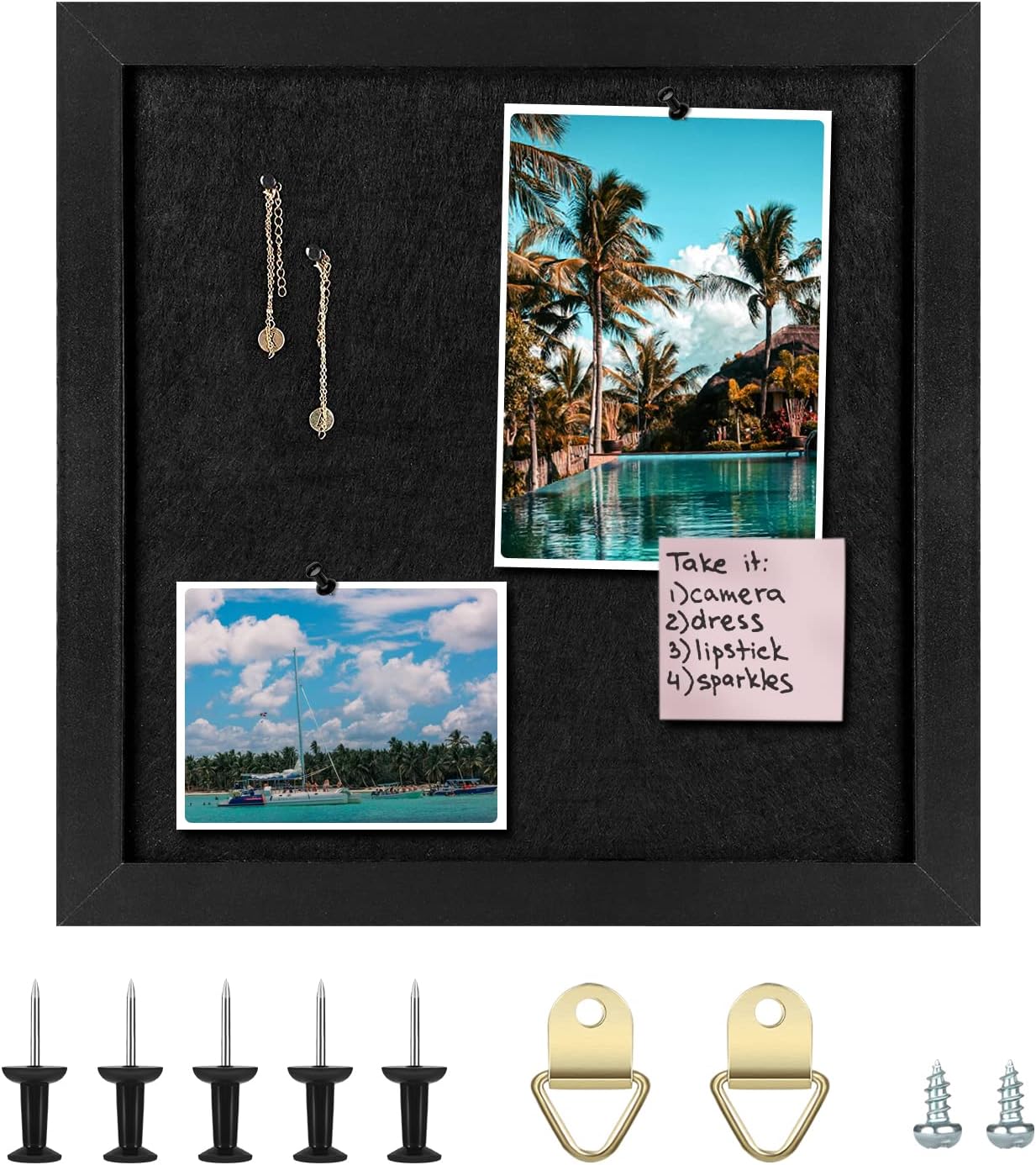 Cork Board Bulletin Board, Cork Boards for Walls with Felt, Small Corkboard with White Frame, Decorative Hanging Pin Board for Home School Office, Vision Board, 11.8x11.8 inches White 1pc