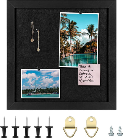 Cork Board Bulletin Board, Cork Boards for Walls with Felt, Small Corkboard with White Frame, Decorative Hanging Pin Board for Home School Office, Vision Board, 11.8x11.8 inches White 1pc