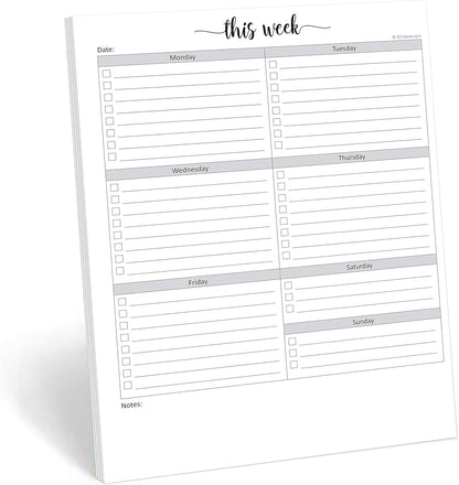 321Done Weekly Checklist Notepad - 50 Sheets (5.5" x 8.5") - This Week to Do Notepad Tear Off Planning Pad, Planner Checklist Organizing - Made in USA - Simple Script