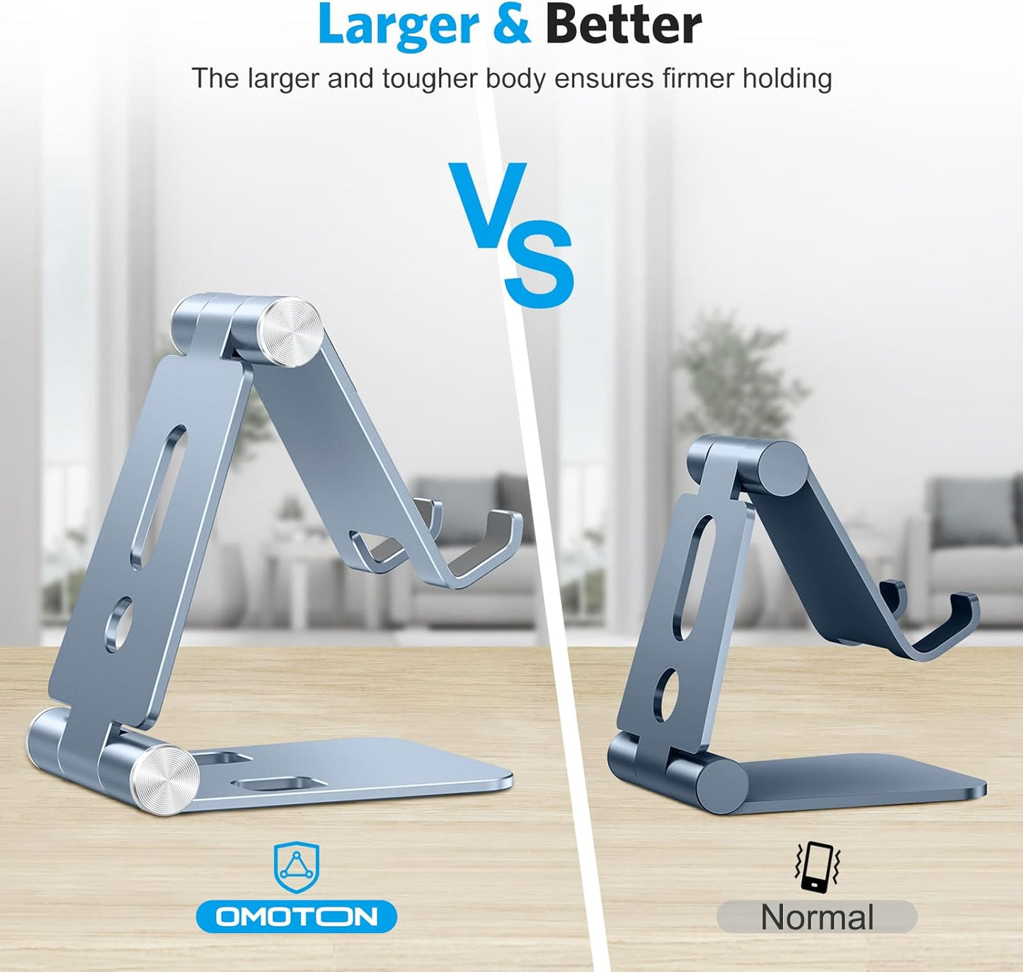 OMOTON Foldable Cell Phone Stand, C4 Portable Aluminum Phone Holder, Adjustable Phone Dock Cradle for iPhone 17/16/15 Pro Max Air, Small Tablets, Smart Phones, Women Men Gift for Fathers Day, Silver