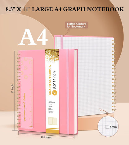 Dotted Notebook, Spiral Notebook Journal 8.5” x 11”, A4 Large Dot Grid Notebooks for Women Men, 100 GSM Dotted Paper, Plastic Hardcover Spiral Bullet Journals for Work School Sketching, Green