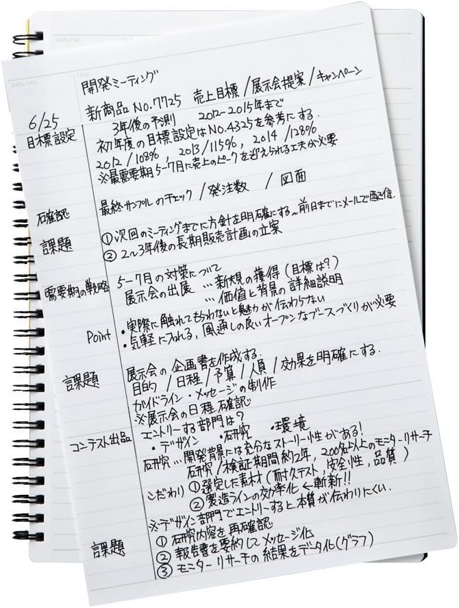 Maruman Mnemosyne Dot Grid Notebook- A5, 8.27" x 6.34", 80 Sheets / 160 Pages, 5mm Dotted Journal, Perforated Pages & Wire-Bound to Lay Flat, Black, Made in Japan