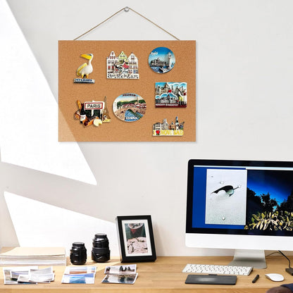 DOLLAR BOSS Bulletin Boards with Linen 1-Pack 16''X 12'' Double-Sided Cork Board for Walls Wood Framed Bulletin Boards, Small Pin Board for Home Kitchen Office Decorative Hanging 10 Pushpins