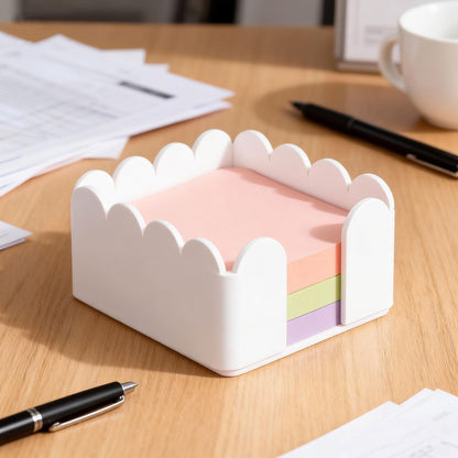 1 PC Scalloped Acrylic Sticky Note Holder 3"x3" Crystal Clear Sticky Note Holder Dispenser for Classroom, Desk Organizer Accessories for Dorm Room, School Office Necessities