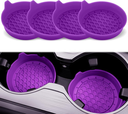 SINGARO Car Cup Holder Coaster, Silicone Cup Holder Insert, Universal Non-Slip Cup Holders, Car Accessories Interior for Women and Man Interior Sets 4 Pack Black