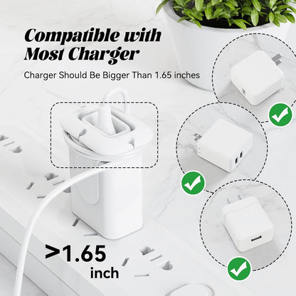 Silicone Collapsible Cord Wrap Foldable Charger Organizer Compatible with MacBook and PC Charger and Adapter, Wired Manager Holder Wrap Winder Cable Management Travel Essentials (Black&White)